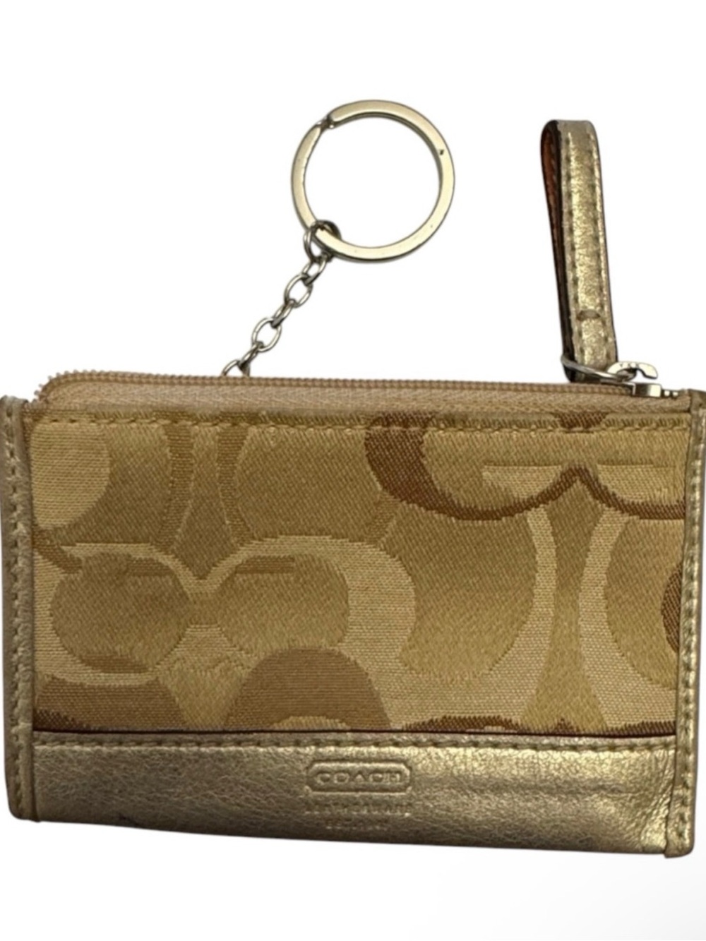 Coach Signature Monogram Mini Skinny ID Case Wallet Gold Trim
Canvas Brown GUC